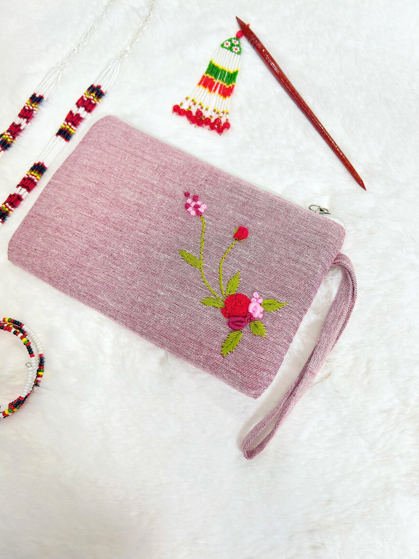 Rosy Handmade Embroidered Wallet