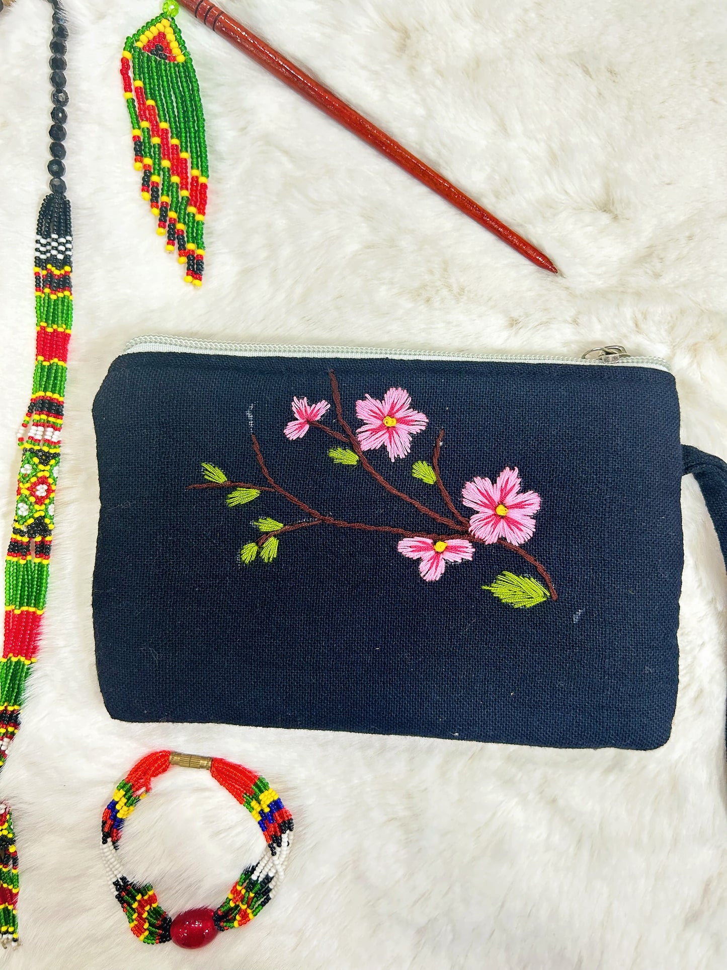 Cherry Handmade Embroidered wallet