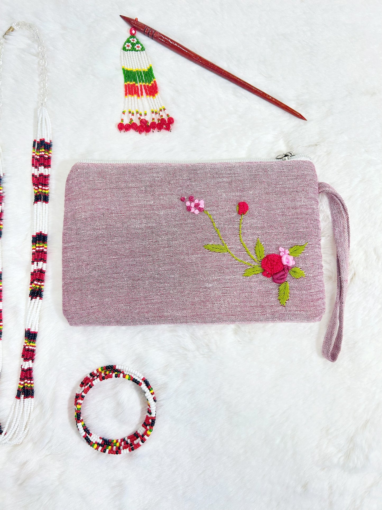 Rosy Handmade Embroidered Wallet