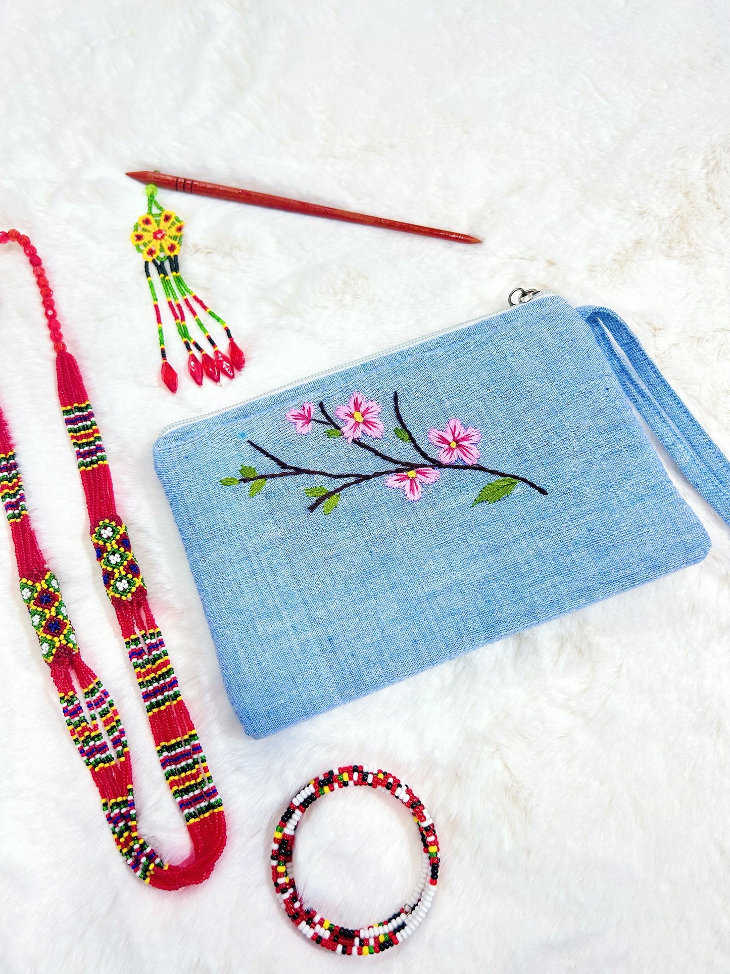Cherry Handmade Embroidered wallet