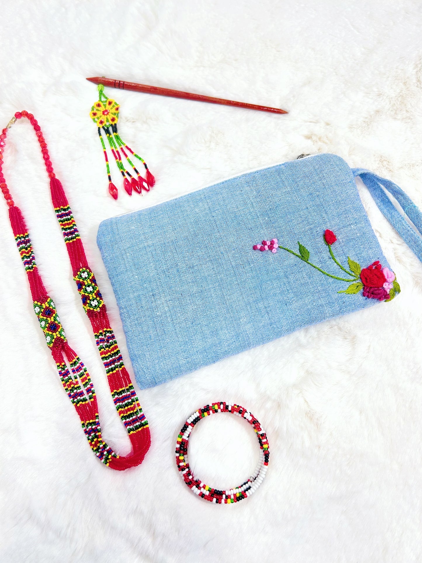 Rosy Handmade Embroidered Wallet