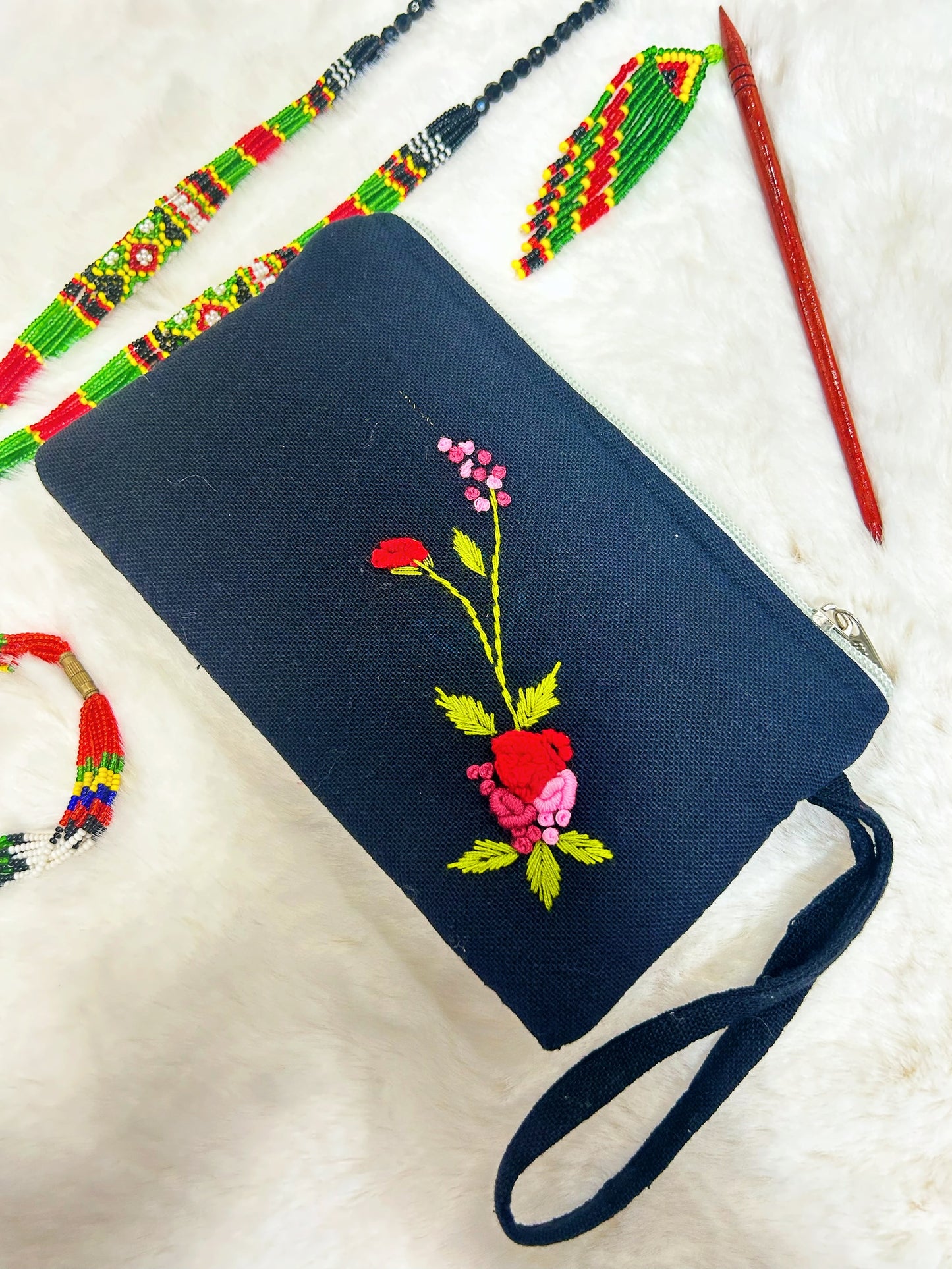 Rosy Handmade Embroidered Wallet