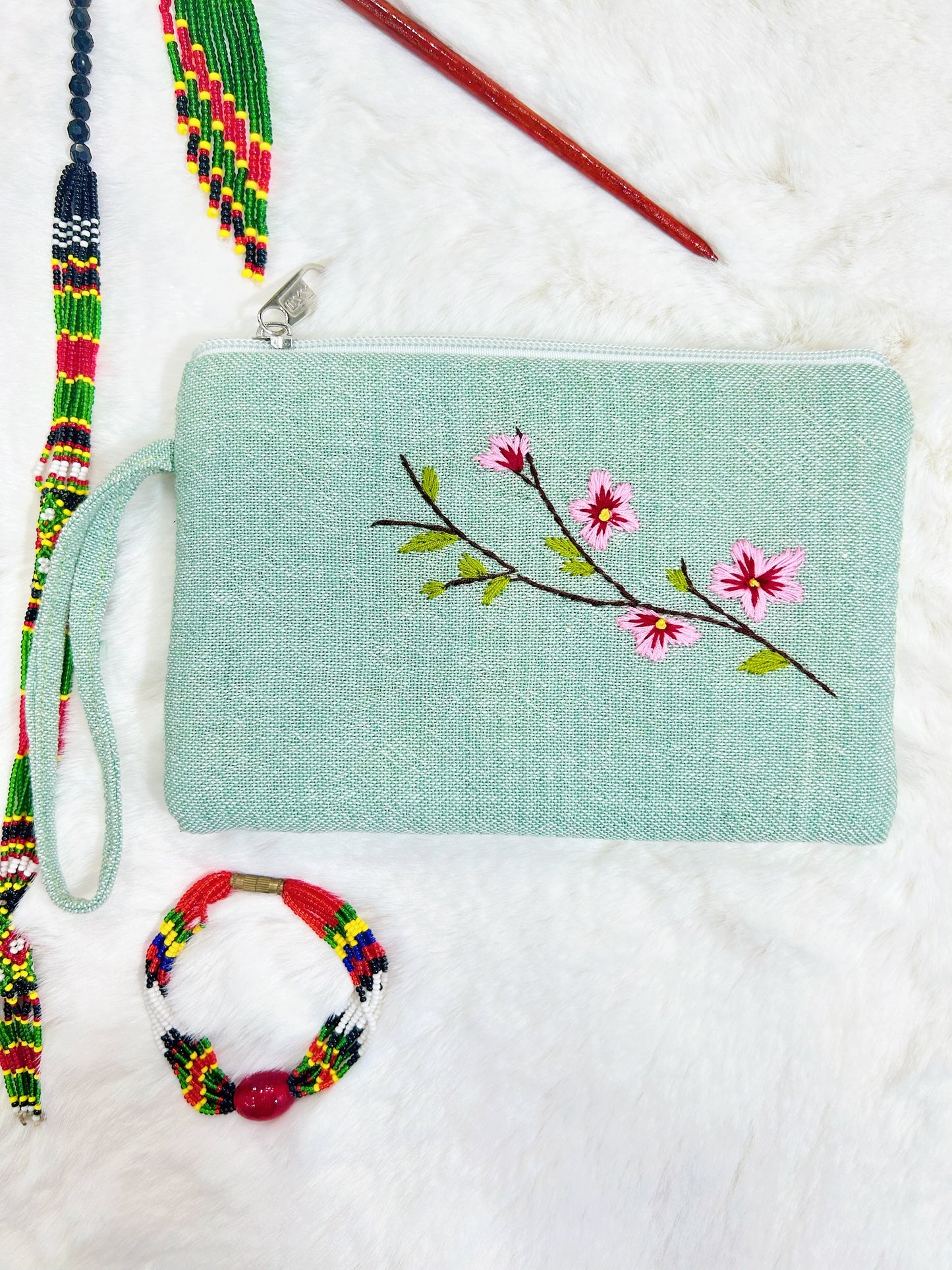 Cherry Handmade Embroidered wallet