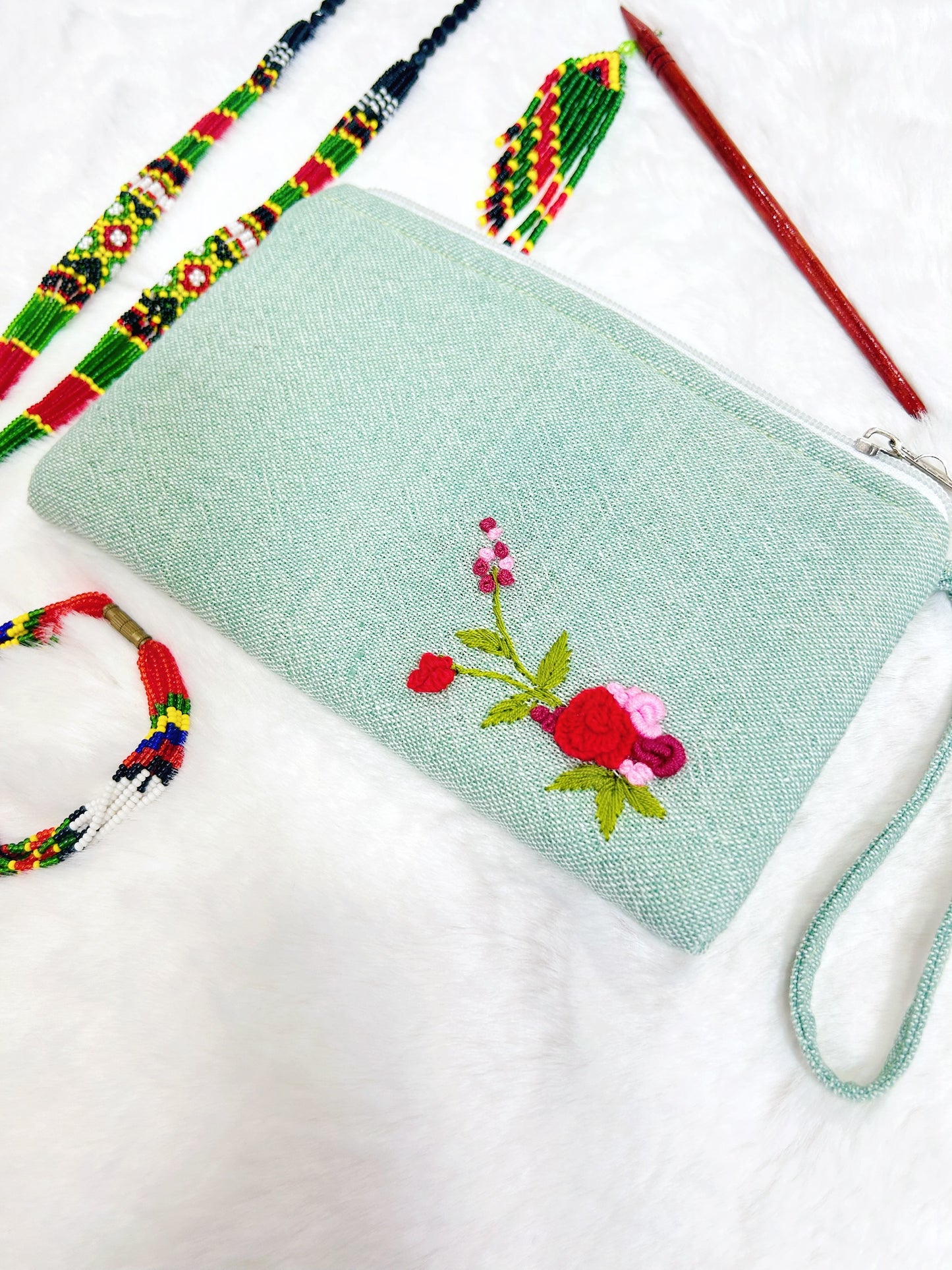 Rosy Handmade Embroidered Wallet