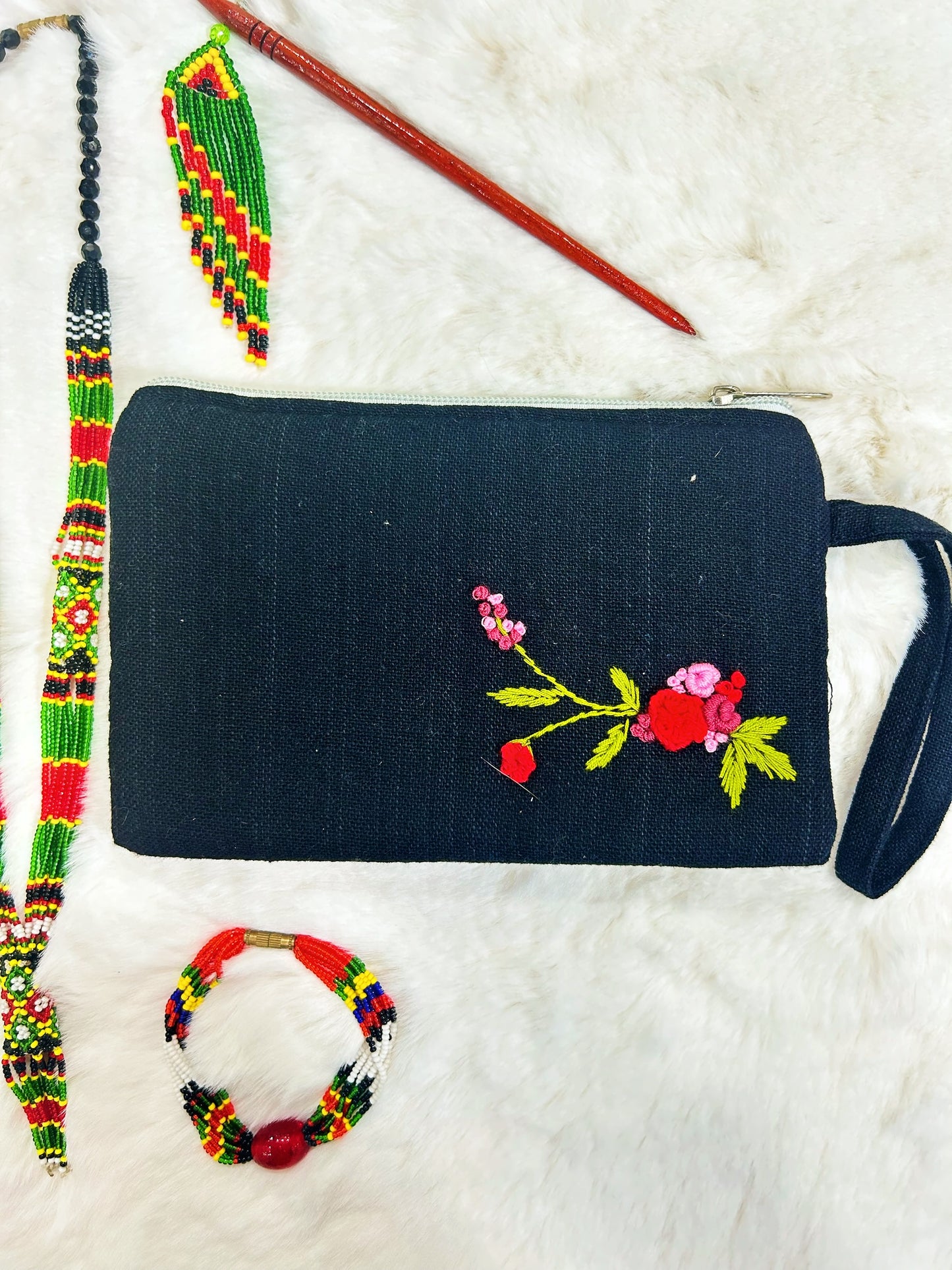Rosy Handmade Embroidered Wallet