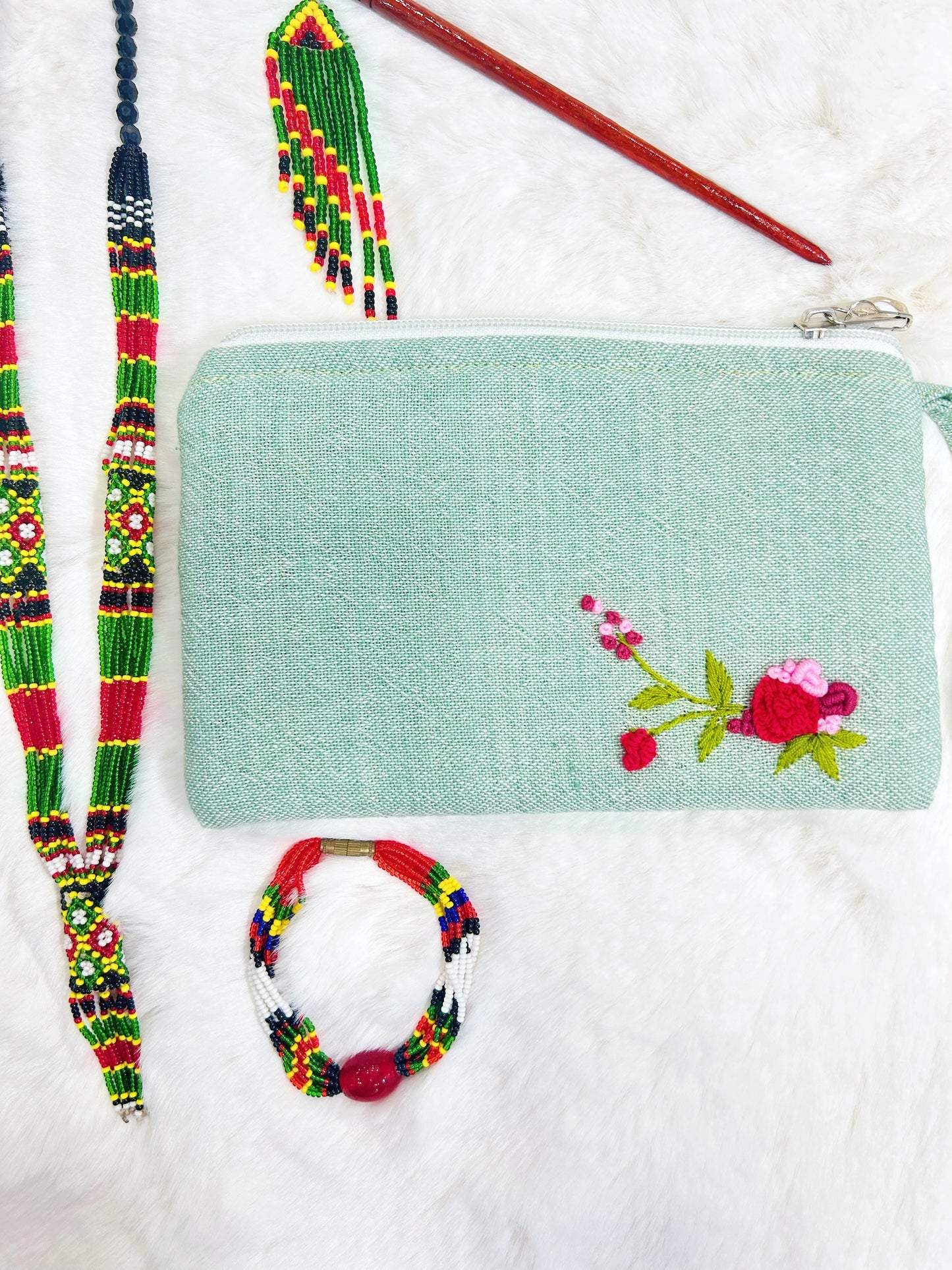 Rosy Handmade Embroidered Wallet