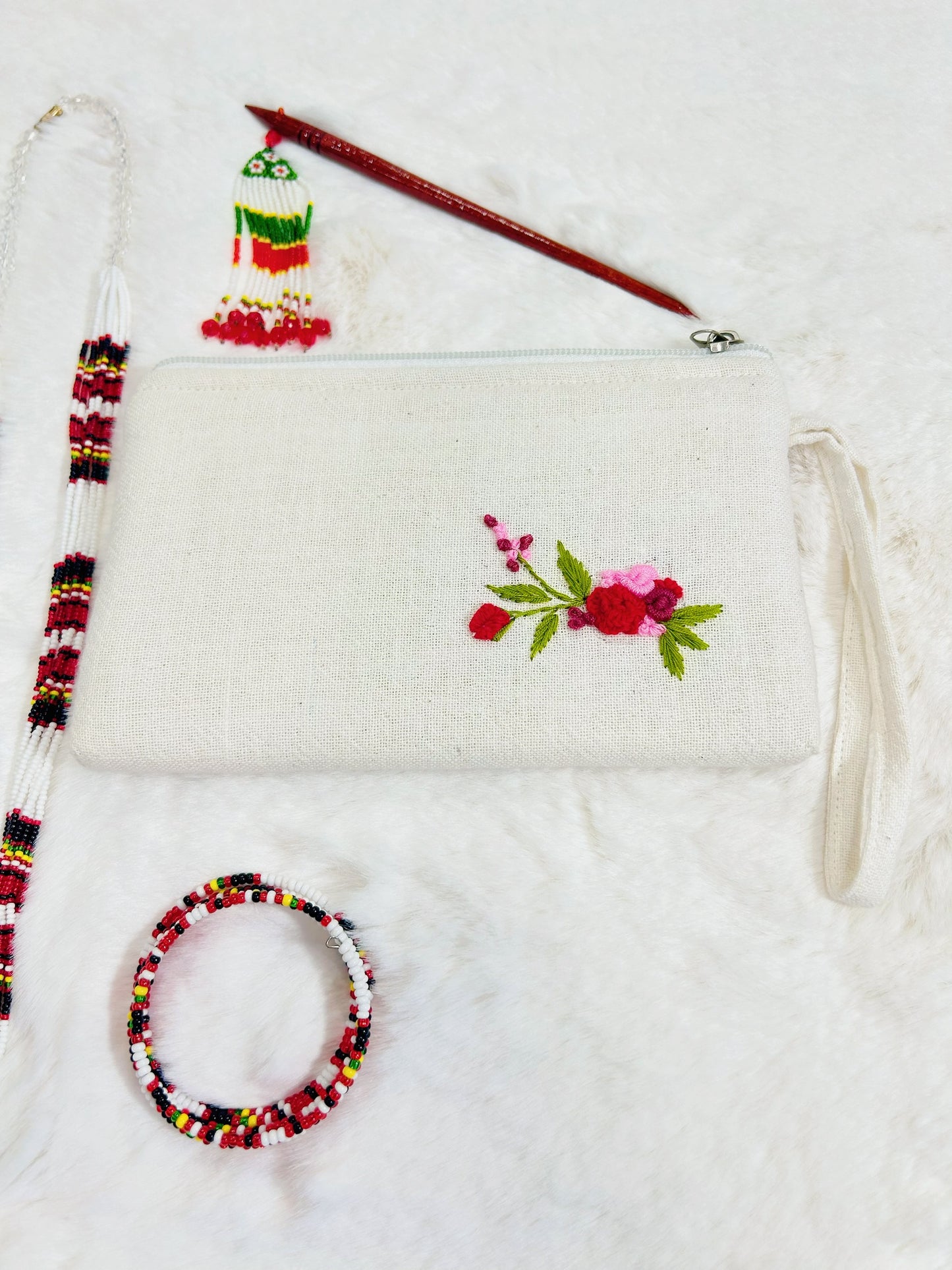 Rosy Handmade Embroidered Wallet