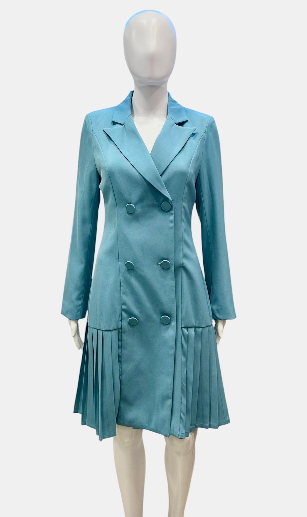 Double-Breasted Pleated Blazer Dress
