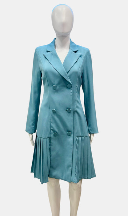 Double-Breasted Pleated Blazer Dress