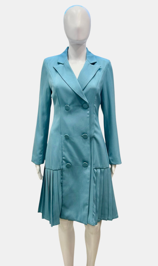 Double-Breasted Pleated Blazer Dress