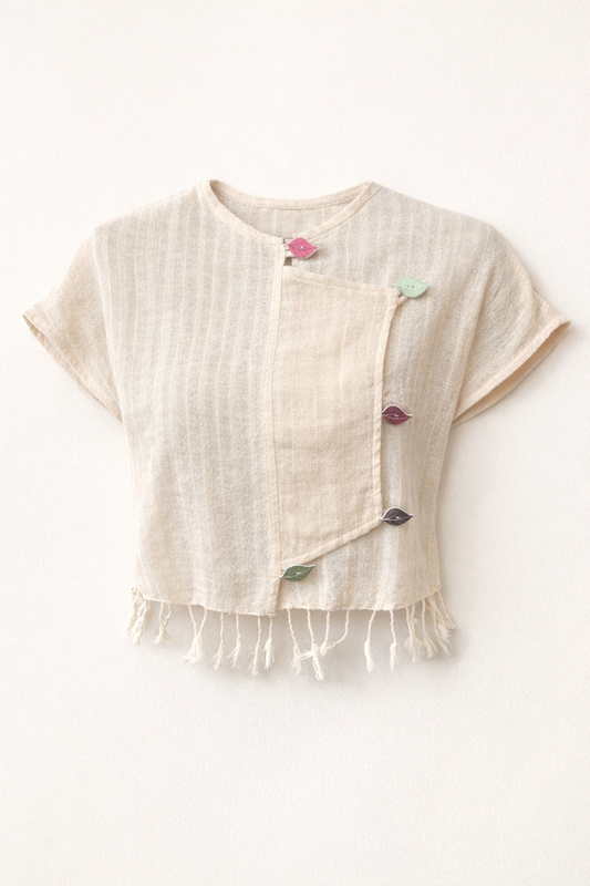Cotton Top w/Leaf Button