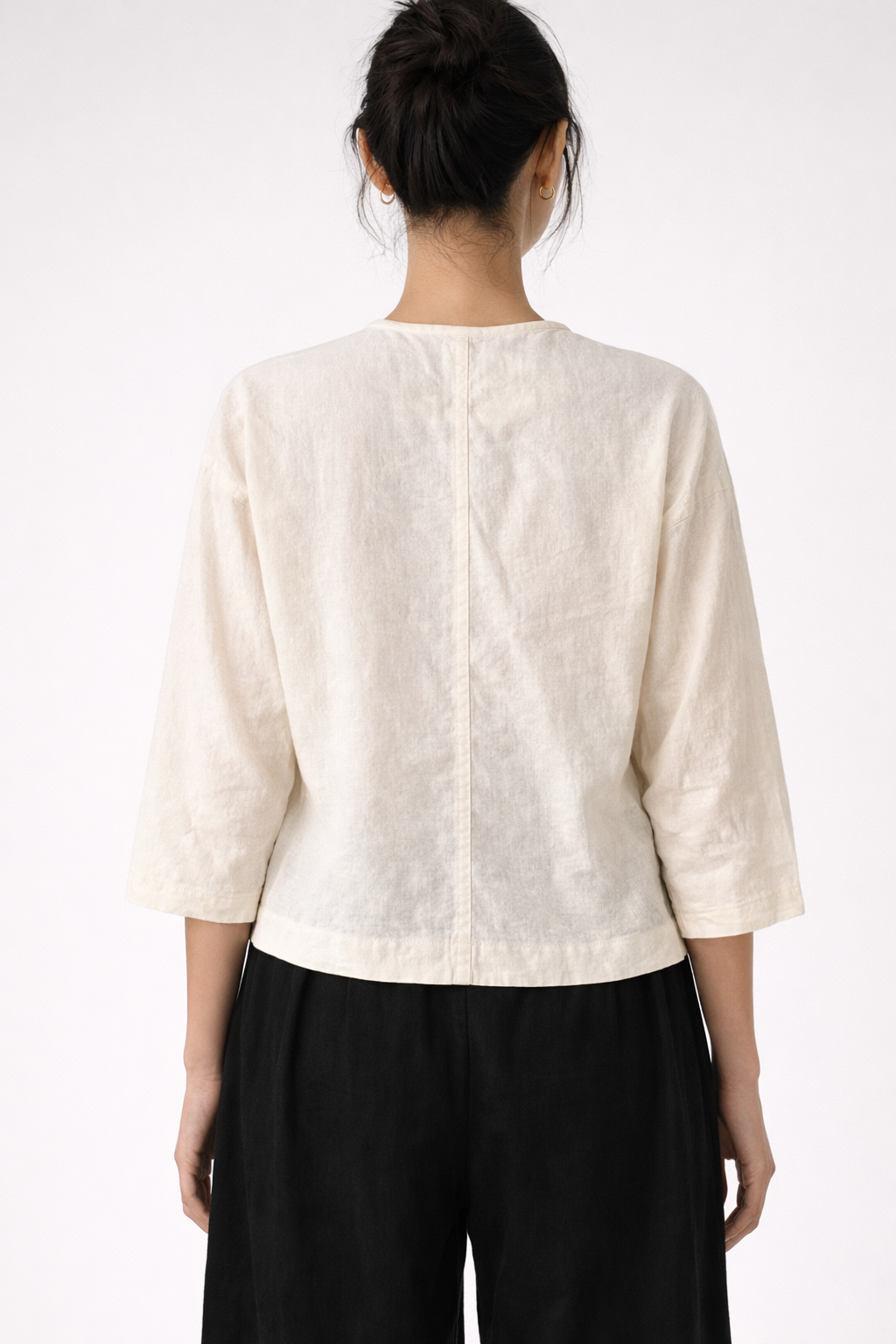 Pearl-button Nit Tayar Cotton Mid Sleeve Top