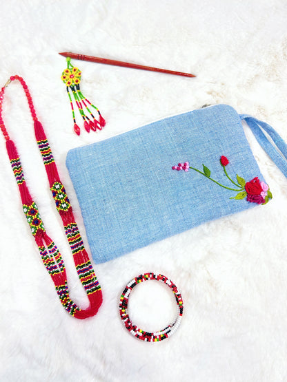 Rosy Handmade Embroidered Wallet