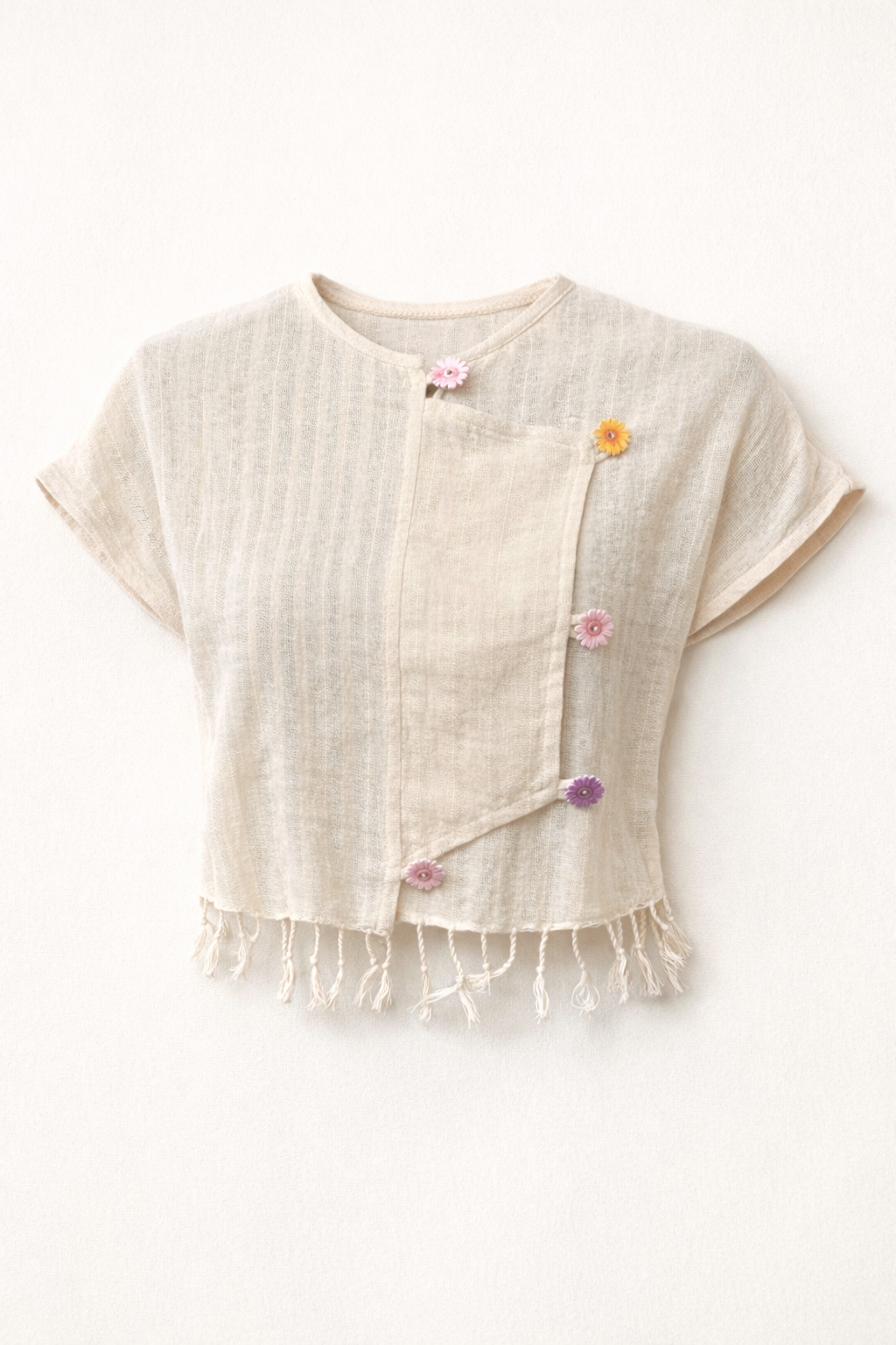 Cotton Top w/Flower Button