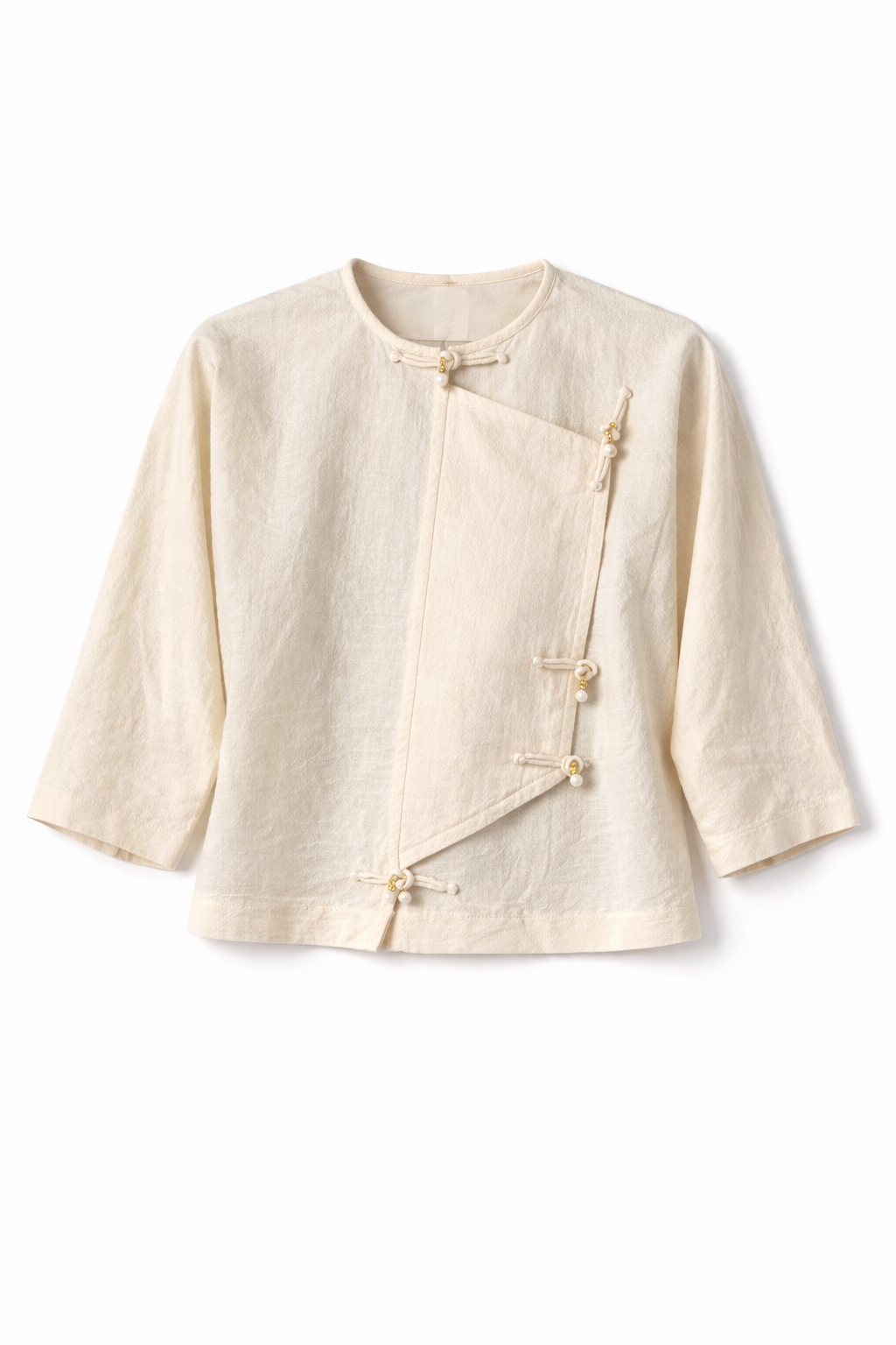 Pearl-button Nit Tayar Cotton Mid Sleeve Top