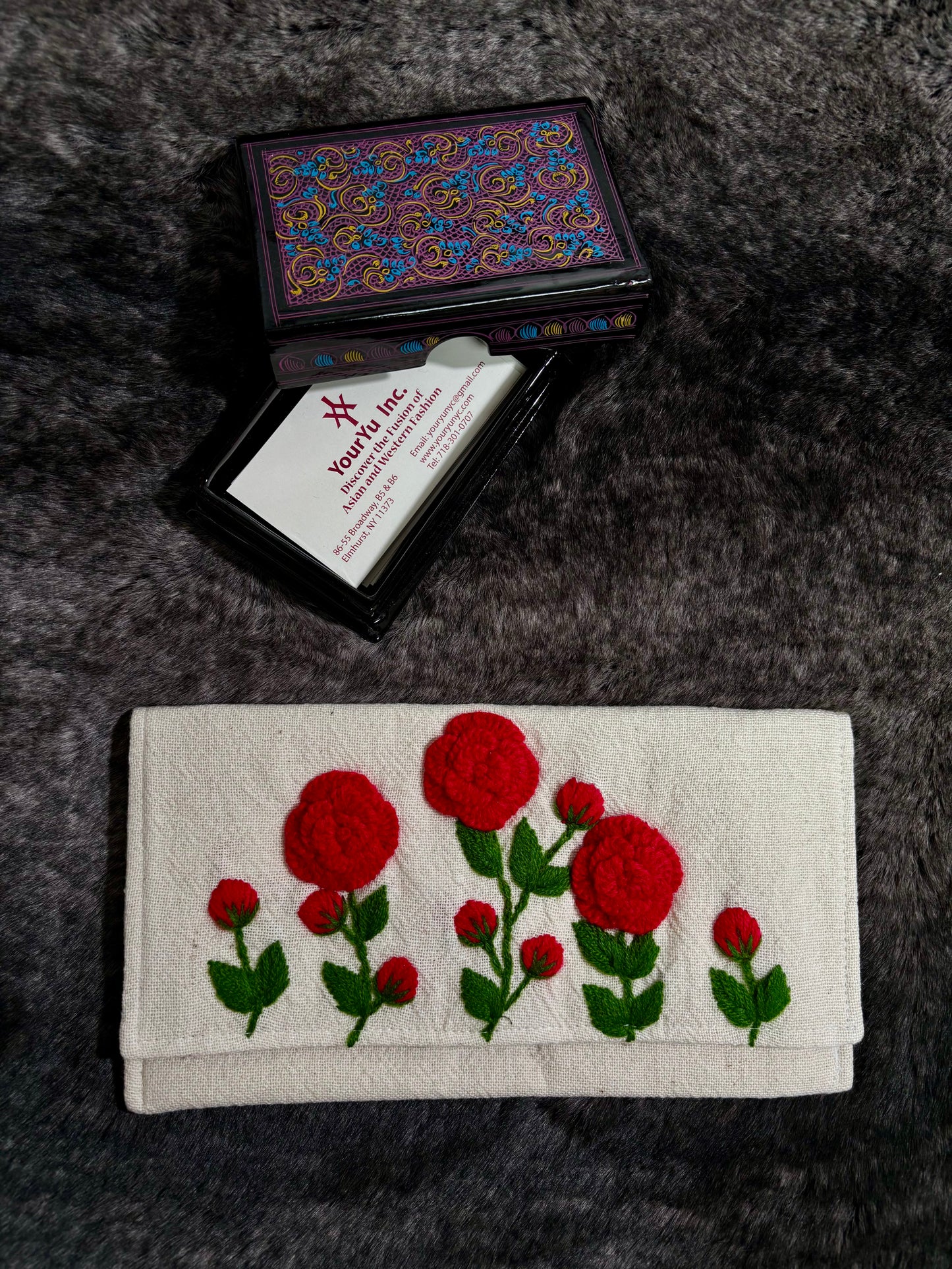 Red Rose Embroidered Wallet