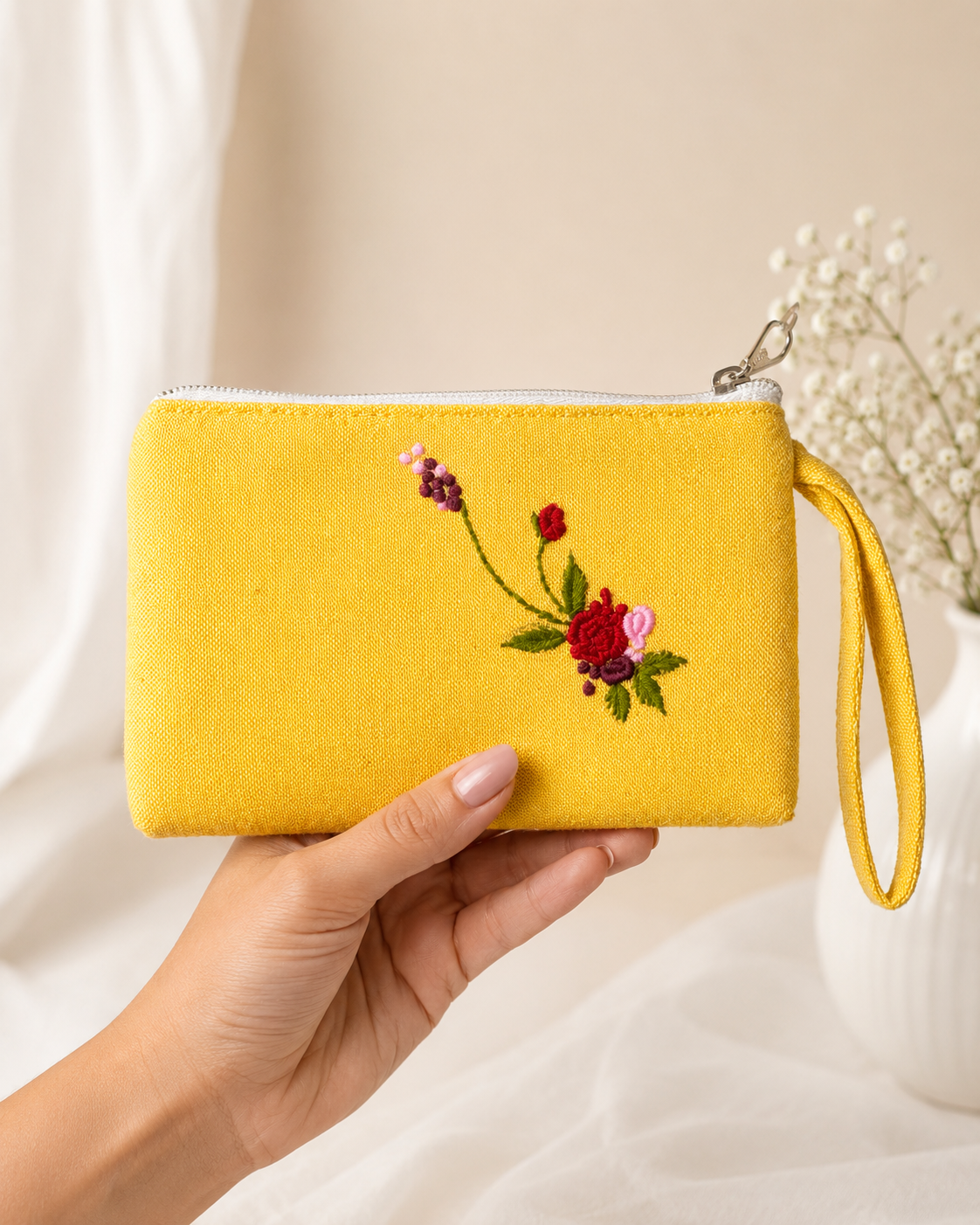 Rosy Handmade Embroidered Wallet