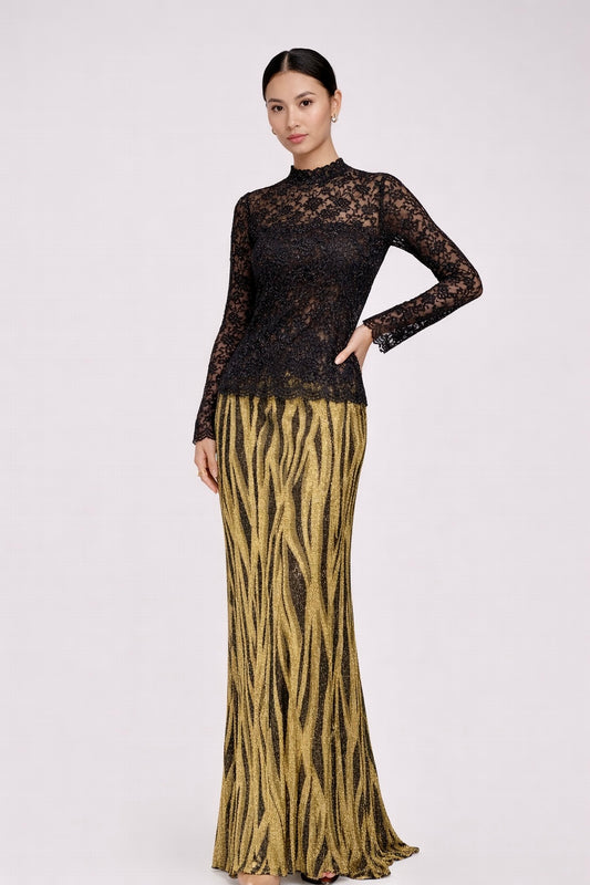 Golden Lace Evening Dress