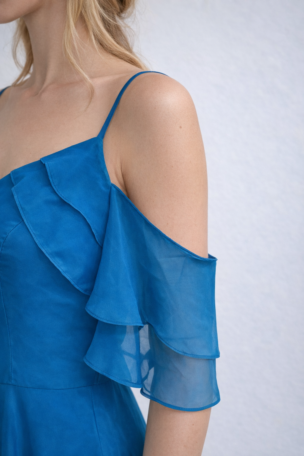 Teal Breeze Chiffon A-Line Dress