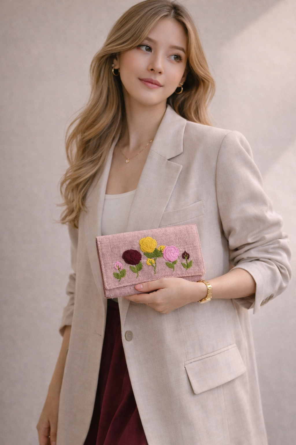 Rose Embroidered Wallet
