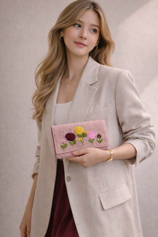 Rose Embroidered Wallet