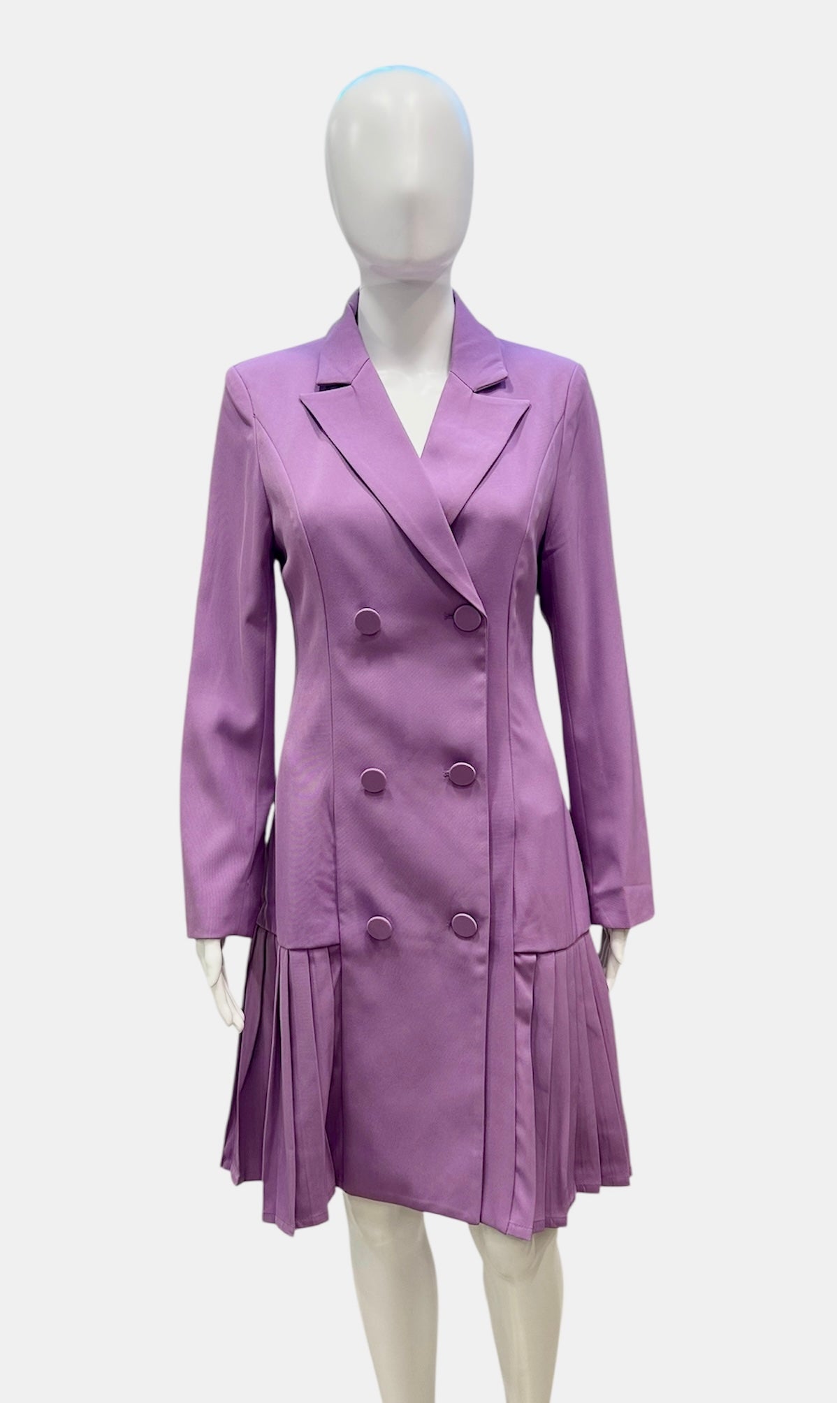 Double-Breasted Pleated Blazer Dress