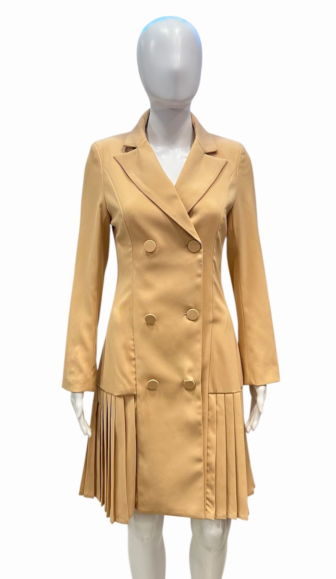 Double-Breasted Pleated Blazer Dress
