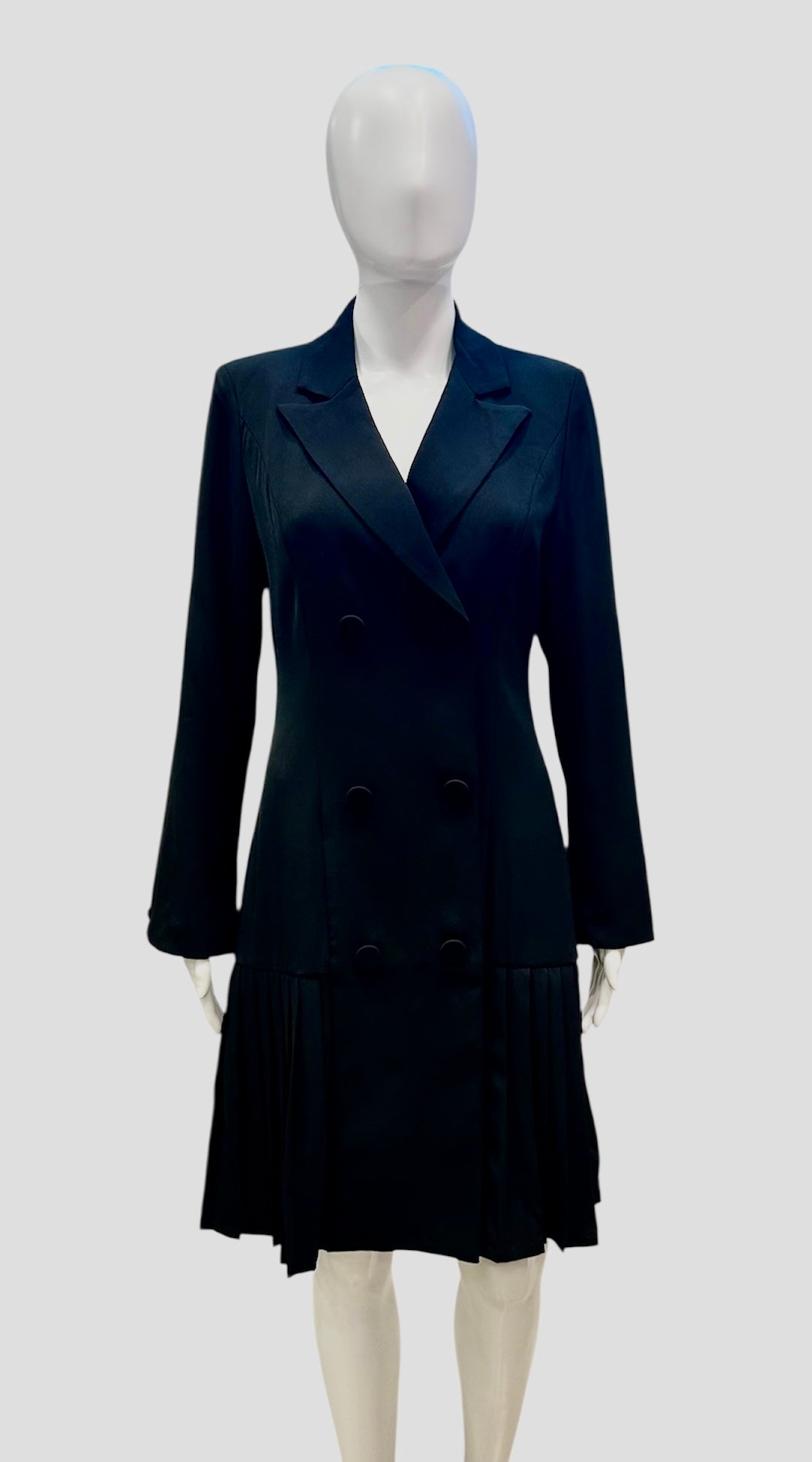 Double-Breasted Pleated Blazer Dress