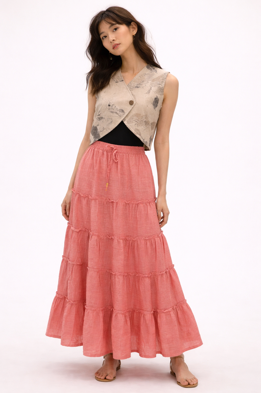 Double Cotton Maxi Skirt