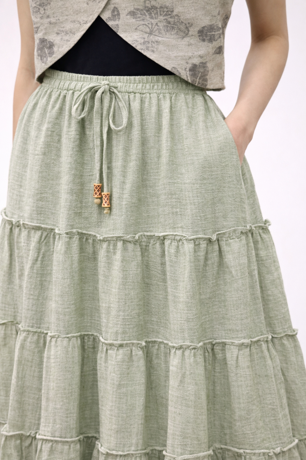 Double Cotton Maxi Skirt