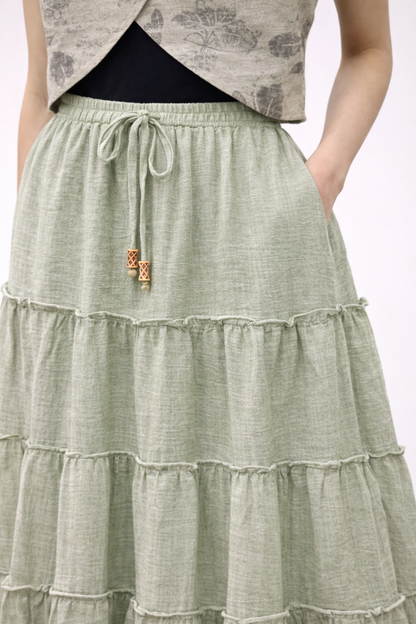 Double Cotton Maxi Skirt