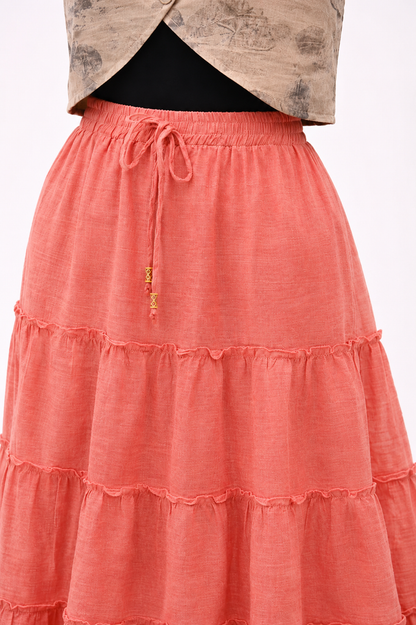 Double Cotton Maxi Skirt