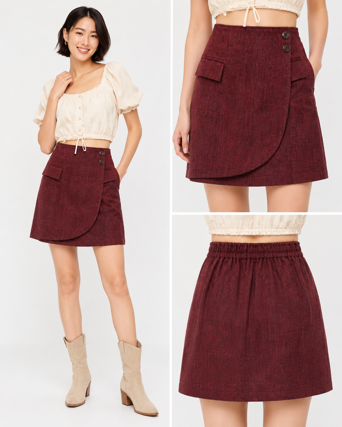 Solid Cotton Short Skirt