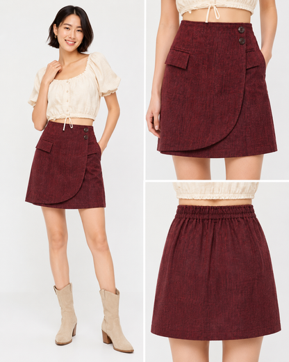 Solid Cotton Short Skirt